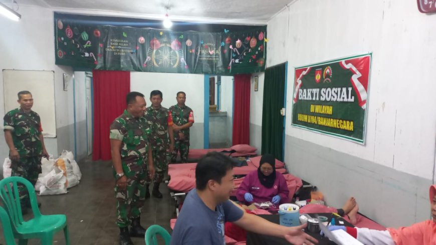 Koramil 04 Karangkobar Menggelar Bakti Sosial Donor Darah demi Membantu PMI Cabang Banjarnegara