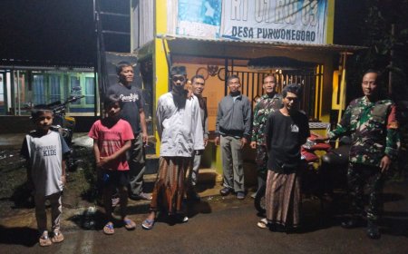 KORAMIL 08/PURWANEGARA KODIM 0704/BNA GELAR PATROLI SISKAMLING JAGA KEAMANAN DESA PURWONEGORO