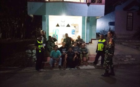 Rutinitas Pelaksanaan Ronda Poskamling Bersama TNI Koramil 08/Purwonegoro 